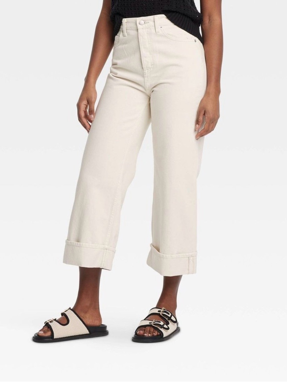 NWT Women’s Universal Thread Highest Rise Straight 17 Reg Cream Raw Hem